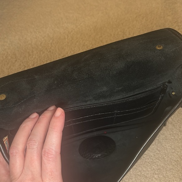 DOONEY & BOURKE | Black leather mini-brief case, crossbody saddlebag - Picture 7 of 13